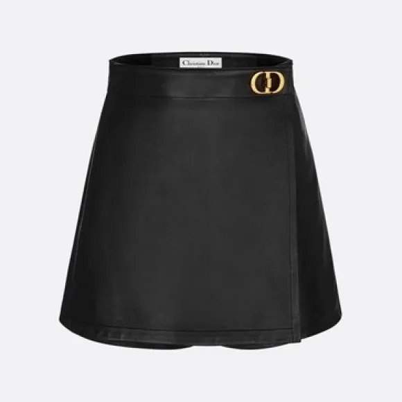 迪奥/Dior 裙裤 黑色羊皮革搭配CD搭扣 045P45AL015_X9000_T34