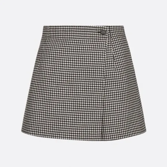 迪奥/Dior 裙裤 黑色和白色初剪羊毛千鸟格纹CD纽扣 251P45A1317_X9330_T34