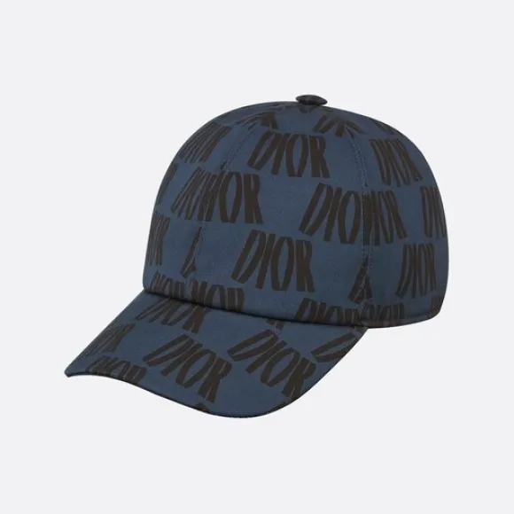 迪奥/Dior 帽子海军蓝色棉质华达呢面料黑色DIOR标志图案