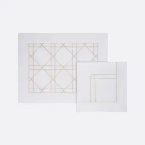 迪奥/Dior 餐垫和餐巾套装 白色和米色藤格纹 HYO03SSC0L_C100_TU