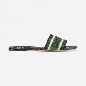 迪奥/Dior Dway Dior Animals 绿色和黑色刺绣棉质凉拖 KCQ306APE-S35X