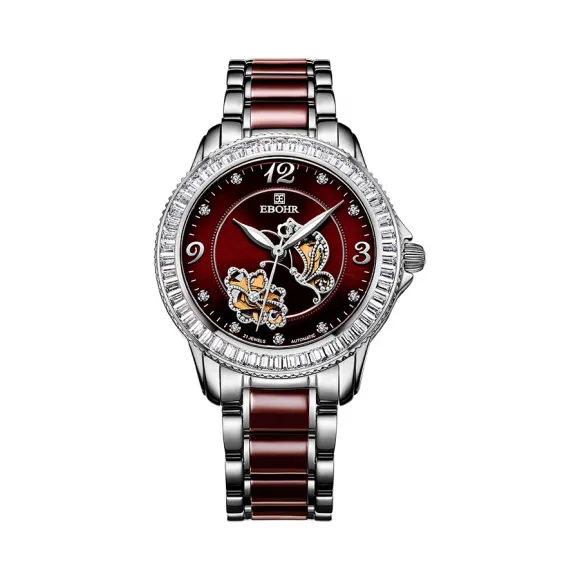 依波/Ebohr 蝶恋花系列 35.5mm  合成蓝宝石玻璃表镜 女表 10880128