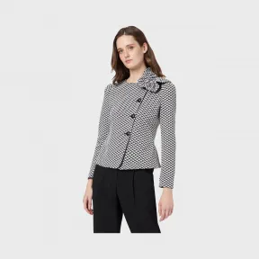 安普里奥·阿玛尼/Emporio Armani 马特拉塞凸纹双色提花面料夹克，饰有蝴蝶结 41923964nv