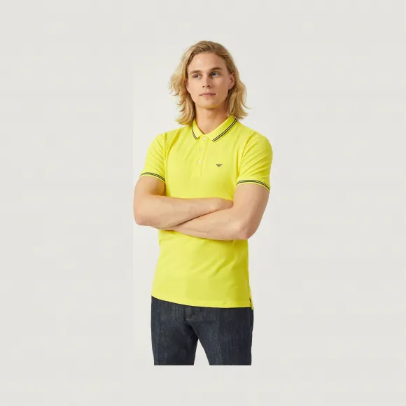 安普里奥·阿玛尼/Emporio Armani 胸前撞色徽标全棉珠地布 polo 衫 12225066va