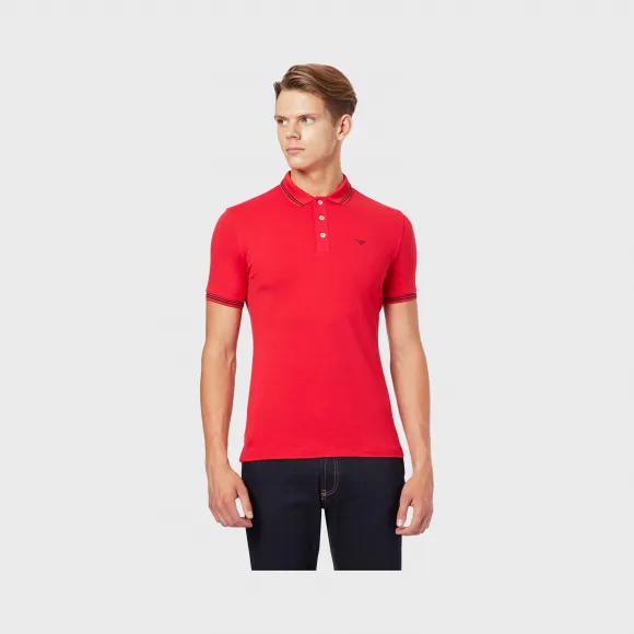 安普里奥·阿玛尼/Emporio Armani 胸前撞色徽标全棉珠地布 polo 衫 12202630ua