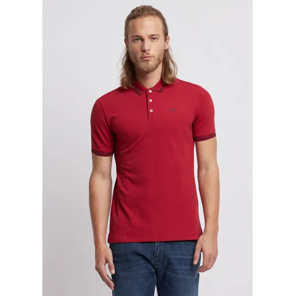 安普里奥·阿玛尼/Emporio Armani 胸部对比感徽标棉质珠地 Polo 衫 12227213xn