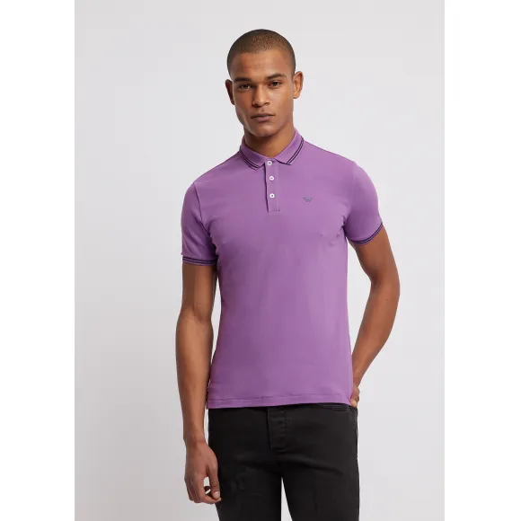 安普里奥·阿玛尼/Emporio Armani 胸前撞色徽标全棉珠地布 polo 衫 12288322vg