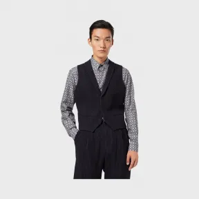 乔治阿玛尼/Giorgio Armani 细条纹针织效果初剪羊毛单排扣马甲 41906064sk