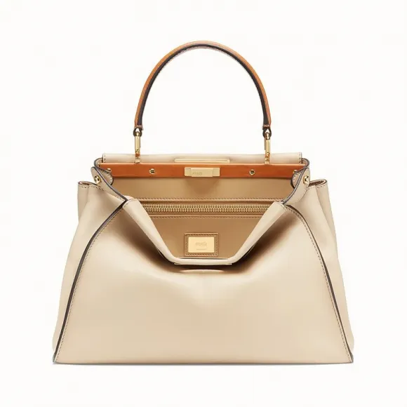 芬迪/Fendi PEEKABOO REGULAR_米色皮革手袋 8BN290 A8H EF17P7