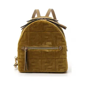 芬迪/Fendi  黄色 天鹅绒 女士 双肩包 8BZ038A7SSF184S