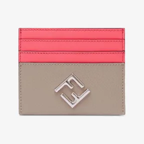 芬迪/Fendi FF Diamonds卡夹-粉红色和鸽子灰双色皮革扁平卡夹-女士卡夹和小配饰 8M0445ALWAF1L2E 8056582936666