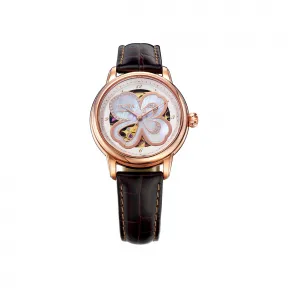 飞亚达/Fiyta 四叶草系列 玫瑰金色、精钢 34.8MM 自动机械机芯 女表 LA8262.GWR