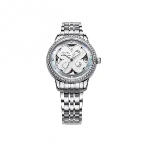 飞亚达/Fiyta 四叶草系列 精钢 34.6MM 自动机械机芯 女表 LA862006.WSWD