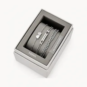 化石/Fossil Silver-Tone Steel Bracelet Gift Set JGFTSET1040