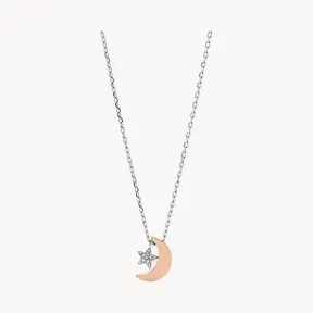 化石/Fossil Moon and Star Two-Tone Stainless Steel Necklace JOF00518998