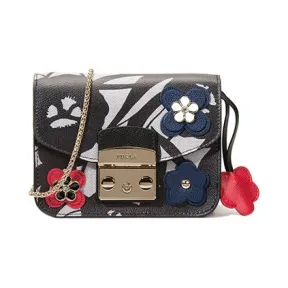 芙拉/Furla METROPOLIS 黑色 阿瑞斯印花皮革 迷你手袋 793342