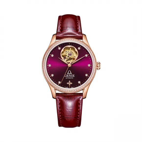 爵尼/Genie 女神(镂空)系列 316L精钢 33mm 自动机械机芯 女表 GNQ-T1846L-ADRR-H