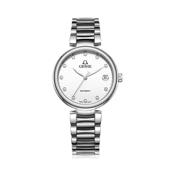 爵尼/Genie 梵之韵系列 316L精钢 33mm 自动机械机芯 女表 GNQ-T1847L-AW