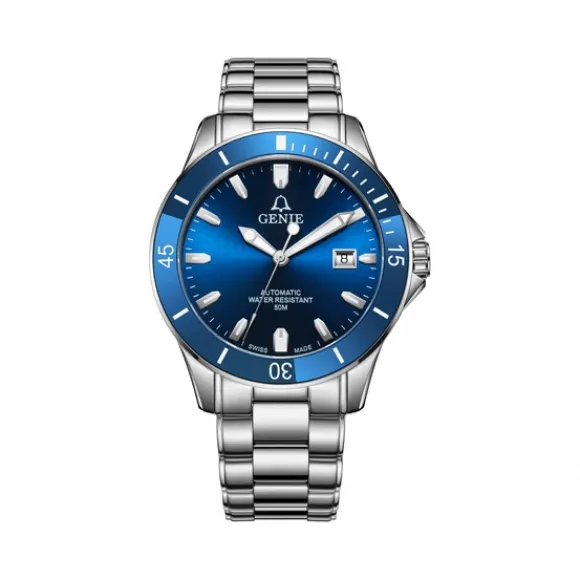 爵尼/Genie 牛鲨系列 316L精钢 42mm 自动机械机芯 男表 GNQ-T1857M-AWL