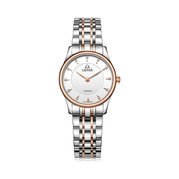 爵尼/Genie 盛致系列 316L精钢 27mm 石英机芯 女表 GNQ-T2015L-QDR