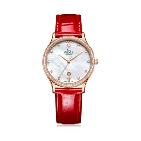 爵尼/Genie 菲尚系列 316L精钢 32mm 石英机芯 女表 GNQ-T2028L-DRF