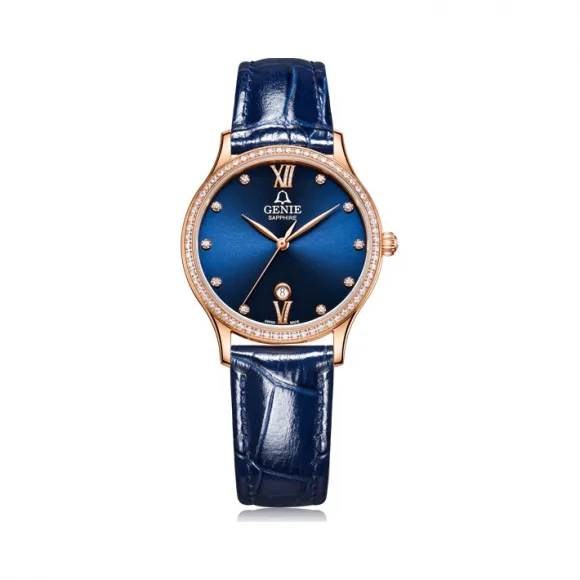 爵尼/Genie 菲尚系列 316L精钢 32mm 石英机芯 女表 GNQ-T2028L-DRL