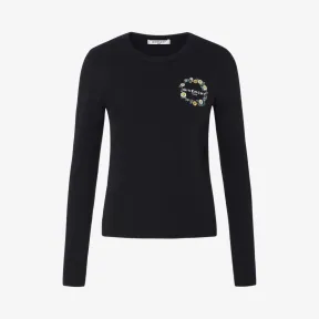 纪梵希/Givenchy 女士 花卉刺绣短款针织衫 BW908E4Z63-001