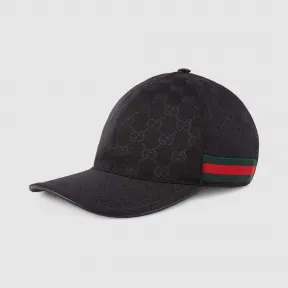 古驰/Gucci 饰条纹织带GG帆布棒球帽 200035-KQWBG-1060