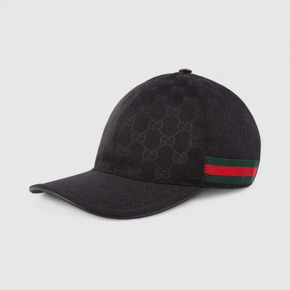 古驰/Gucci 饰条纹织带GG帆布棒球帽 200035-KQWBG-1060