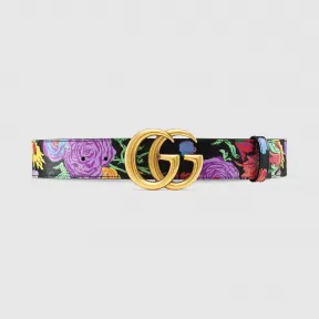 古驰/Gucci 艺术家Ken Scott印花系列双G带扣宽版皮革腰带 400593-UBE0C-1058