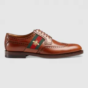 古驰/Gucci 真皮系带鞋，配以蜜蜂刺绣织带 407300 DKG20 2560