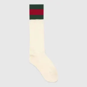 古驰/Gucci 饰条纹织带棉质短袜 421677 3G449 1966