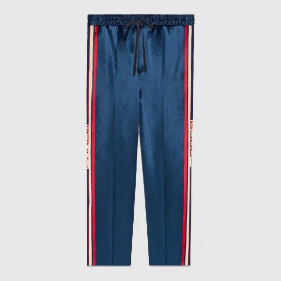 古驰/Gucci 条纹醋纤慢跑长裤 495697 Z791A 4586