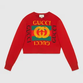 古驰/Gucci Gucci标识印花女士短卫衣 502118 X9P66 6065