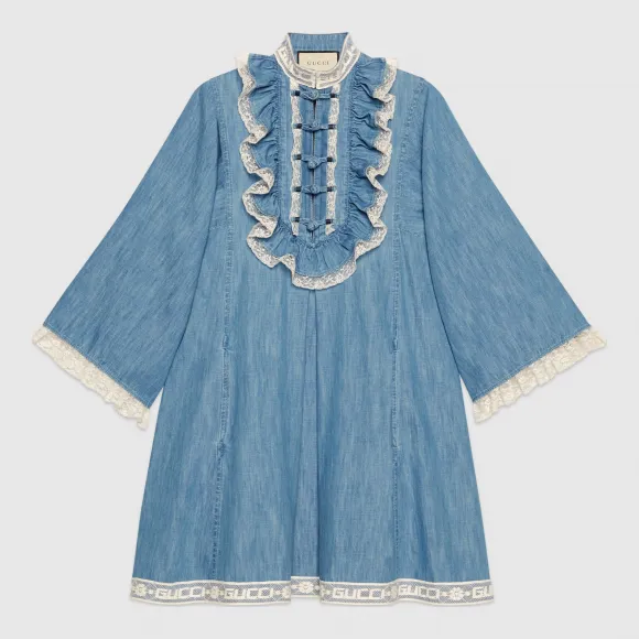 古驰/Gucci 蕾丝细节牛仔罩衫 527610 XRB77 4059