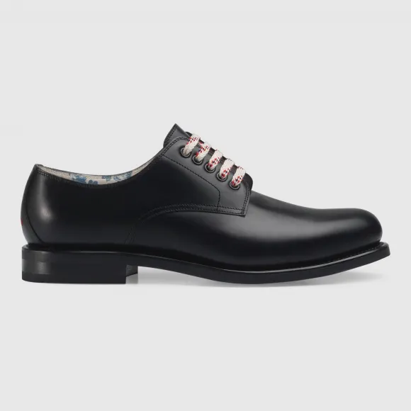 古驰/Gucci 黑色皮革系带鞋 547656 0GQ00 1000
