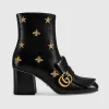 古驰/Gucci 刺绣皮革中跟踝靴 551545 D3V00 1000