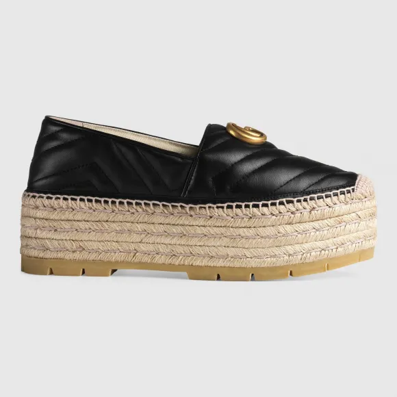 古驰/Gucci 双G皮革草编鞋 551884 BKO00 1000