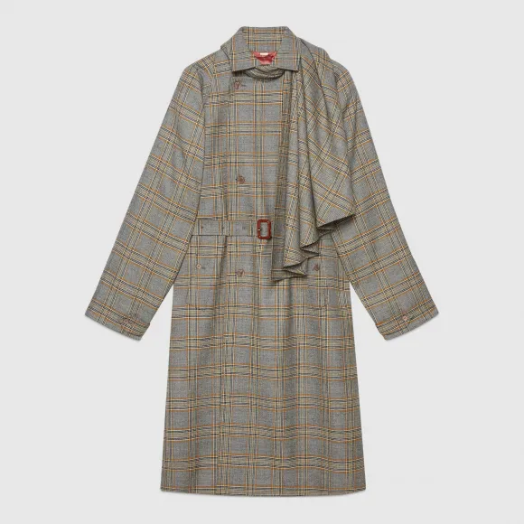 古驰/Gucci 饰可拆卸领巾羊毛大衣 557145 Z8ABI 1099