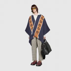 古驰/Gucci 饰互扣式 G 条纹羊毛披巾 581603_4G184_4379