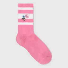 古驰/Gucci 刺绣厚绒布短袜 583446 3GD84 5800