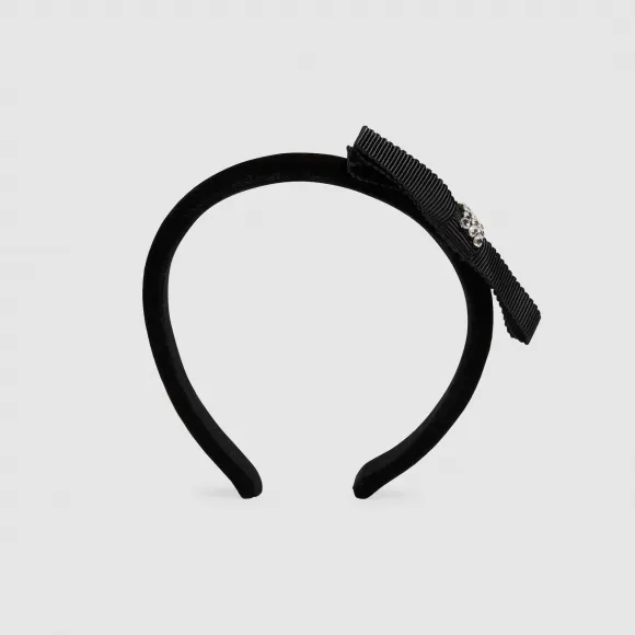 古驰/Gucci 饰水晶蝴蝶结天鹅绒发箍 642889-3HL23-1060