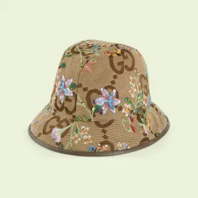 古驰/Gucci Jumbo GG 花卉刺绣软呢帽 701842-3HAJM-2584 