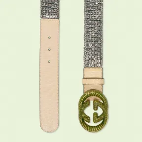 古驰/Gucci Interlocking G蜥蜴皮腰带 710100-FAAK7-1142 