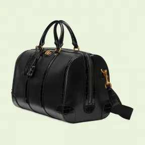 古驰/Gucci 双 G 鳄鱼皮边饰行李袋 710860-AAATE-1000 