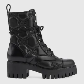 古驰/Gucci 女士 GG 绗缝系带靴 718386-DS8U0-1000
