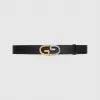 古驰/Gucci 黑色皮革饰双色调金属搭扣腰带 758614-CVE0G-1000