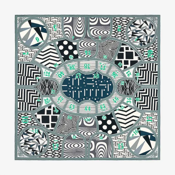 爱马仕/Hermes 玫瑰色 “丝巾棋盘游戏”90厘米方巾 H003229S_16