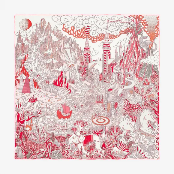 爱马仕/Hermes 灰色 “宇宙图志”90厘米方巾 H003365S_02