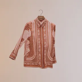 爱马仕/Hermes “华丽的缰辔方巾”经典七分袖衬衫 H1H0601DG9M36